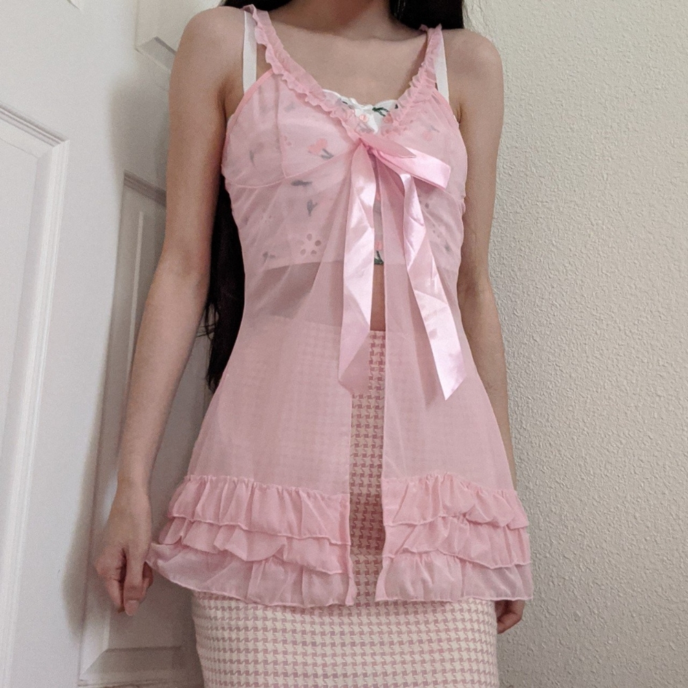 SOLD - Darling sheer babydoll negligee - Picture 4 of 4